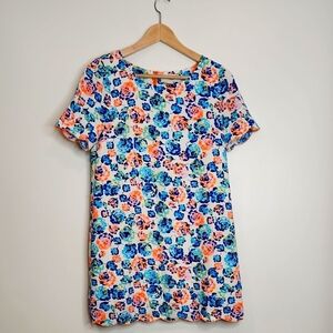 Anthropologie Coincidence and Chance Neons Floral Cap Sleeve Dress women's small